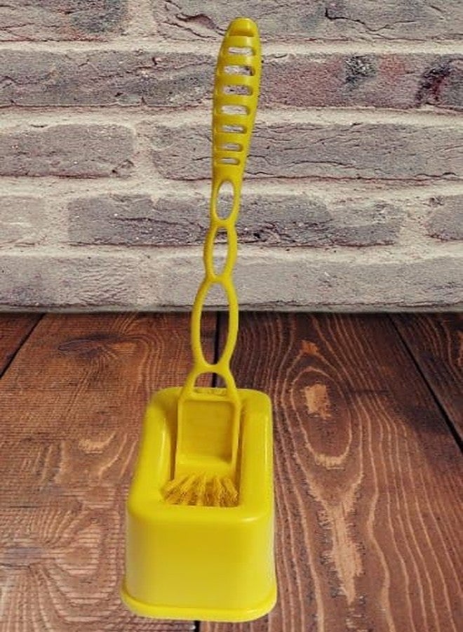 MOHINI Yellow Plastic Toilet Brush with Holder Stand Cleaning Brush Bathroom Brush - Image 2